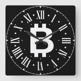 Relógio Quadrado Bitcoin B Cool Roman Numeral Wall Clock
