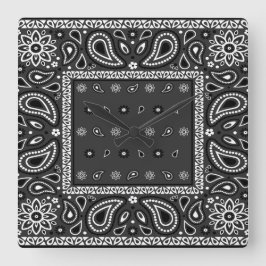 Relógio Quadrado Black Paisley Bandana Birthday Hip Hop Rap Scarf
