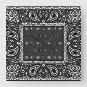Relógio Quadrado Black Paisley Bandana Birthday Hip Hop Rap Scarf