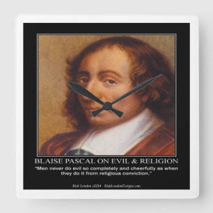Relógio Quadrado Blaise Pascal e Mau Religiosa Clock de Muro