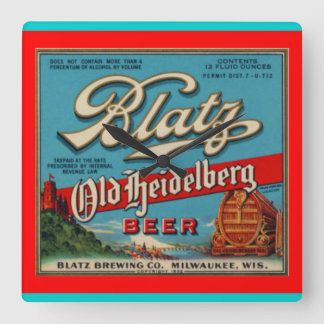 Relógio Quadrado Blatz Old Heidelberg Beer Wall Clock
