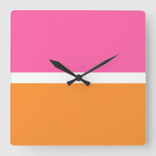 Relógio Quadrado Blocos de cores cor laranja cor cor-de-rosa brilha