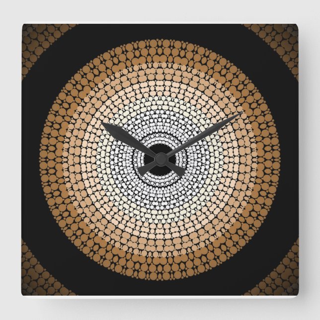 Relógio Quadrado Bloqueio de Parede Autêntico e Aboriginal 'Terras  (Frente)