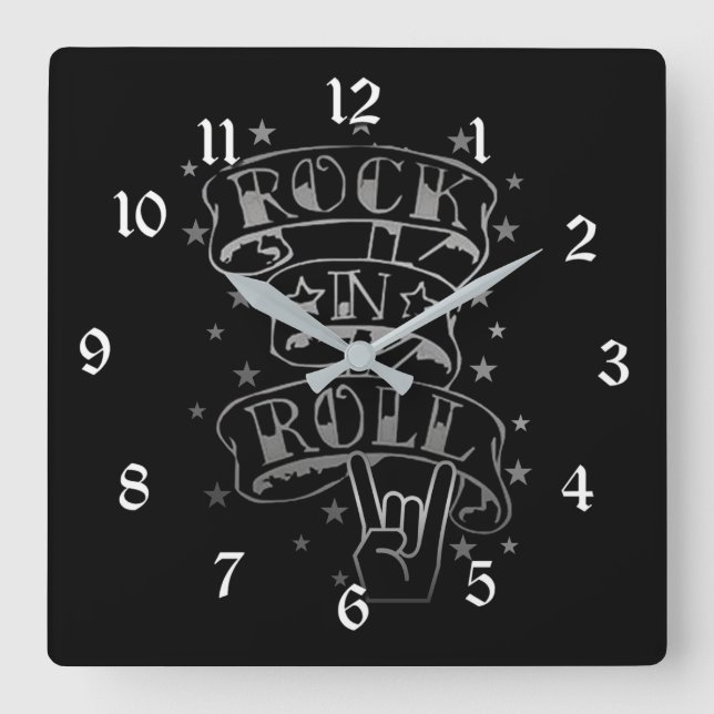 Relógio Quadrado Bloqueio de Parede do logotipo quadrado preto e pr (Frente)