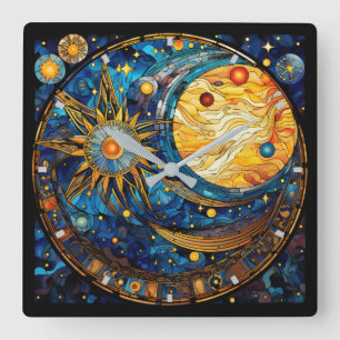 Relógio Quadrado Bloqueio de Paredes Celestiais