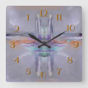 Relógio Quadrado Bloqueio de Torres Gêmeas para Trás