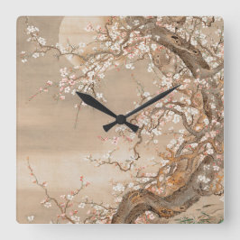 Relógio Quadrado Blossomas de ameixa japoneses