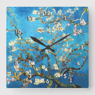 Relógio Quadrado Blossoming Almond Tree Van Gogh Fine Art