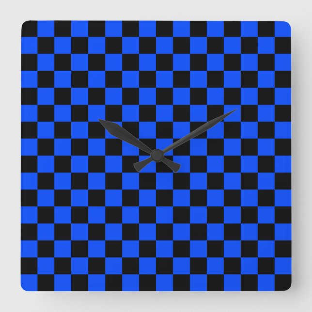 Relógio Quadrado Blue and black checkerboard pattern (Frente)