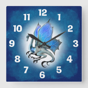 Relógio Quadrado Blue Dragon Clock