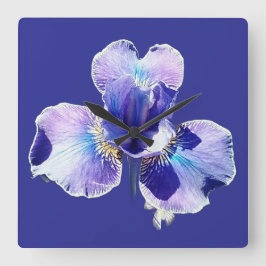 Relógio Quadrado Blue Flower Wall Clock