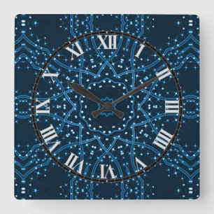Relógio Quadrado Blue Galaxy Stars Wall Clock