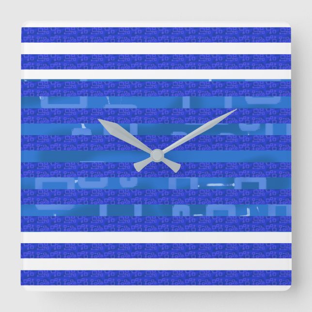 Relógio Quadrado Blue Geometric (Frente)