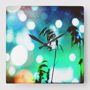 Relógio Quadrado Blue Grass Drama Sparkle Wall Clock