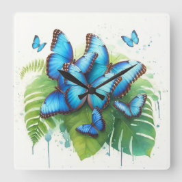 Relógio Quadrado Blue Morpho Butterflies Gathering REF256 - Waterco