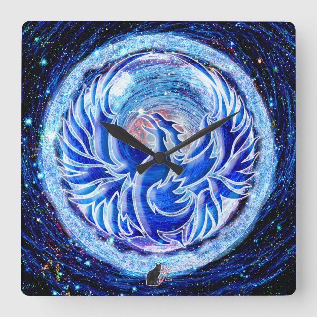 Relógio Quadrado Blue Phoenix (Frente)