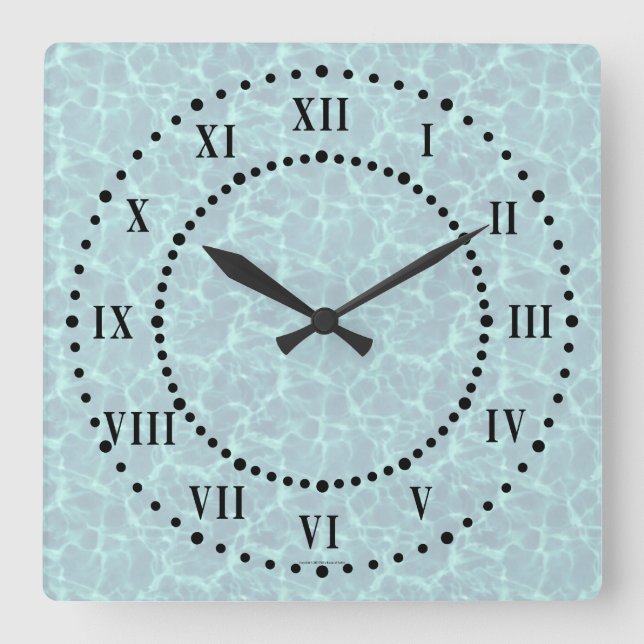 Relógio Quadrado Blue Water Look Roman Numerals Wall Clock (Frente)
