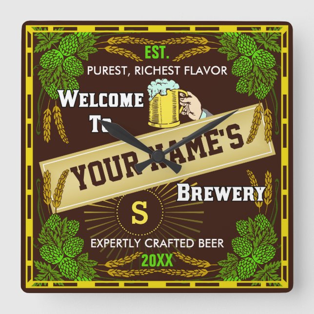 Relógio Quadrado Boa vinda personalizada da cervejaria: Cerveja da (Frente)