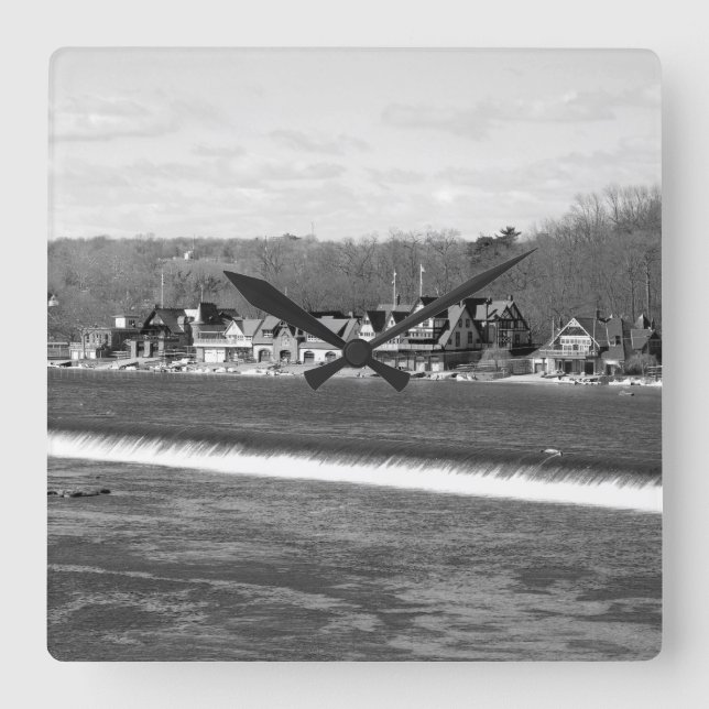 Relógio Quadrado Boathouse Row Winter b/w (Frente)