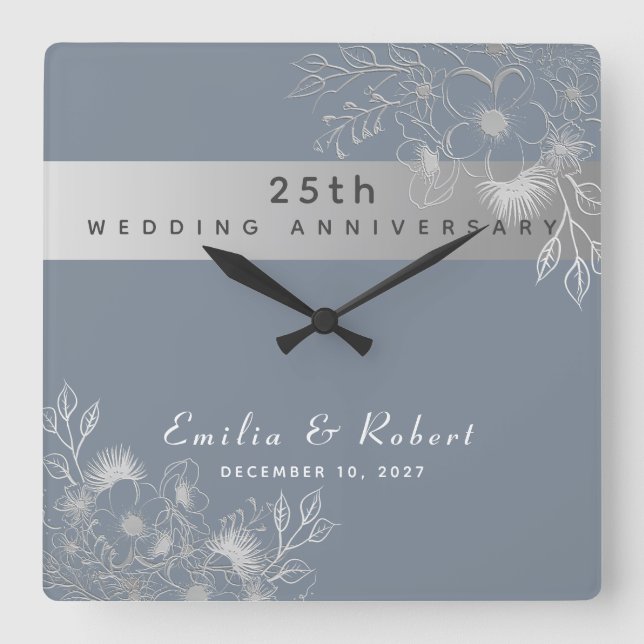 Relógio Quadrado Bodas de Prata (Frente)