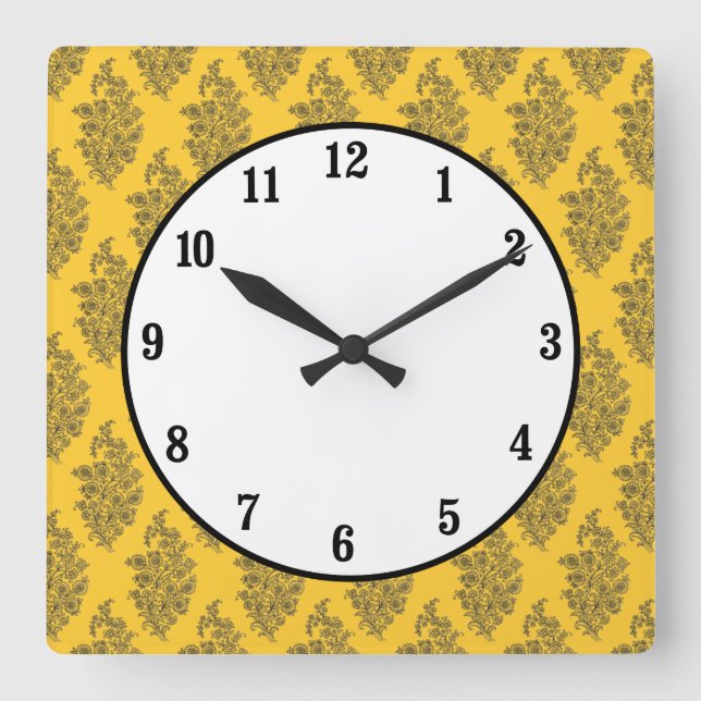 Relógio Quadrado Boho India Block Impressão (Frente)