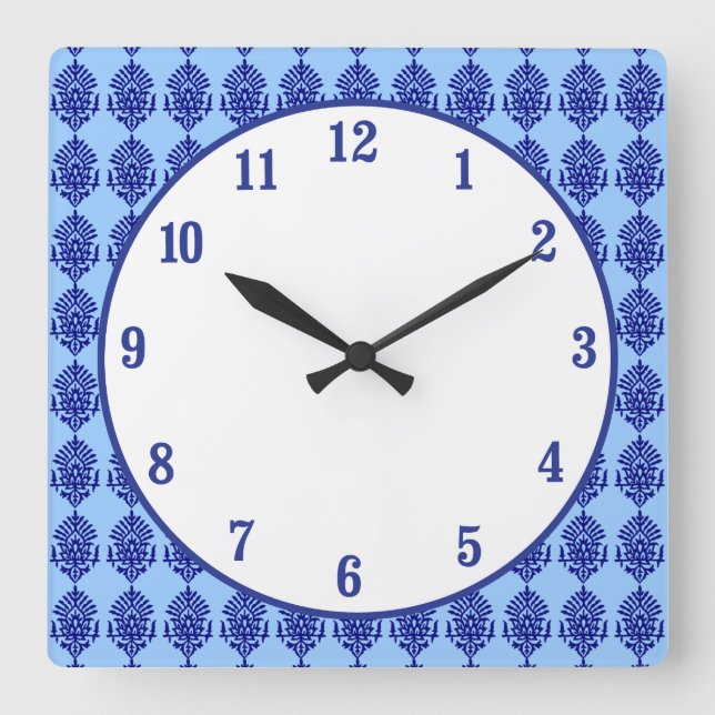 Relógio Quadrado Boho India Block Impressão (Frente)