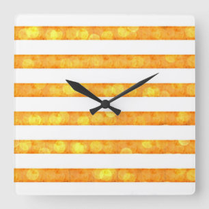 Relógio Quadrado Bokees Stripes Laranja E Branco