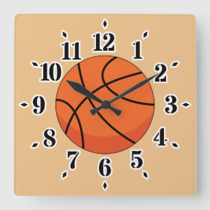 Relógio Quadrado Bola de Basquete de Cartoon