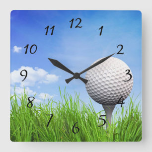 Relógio Quadrado Bola de golfe no T