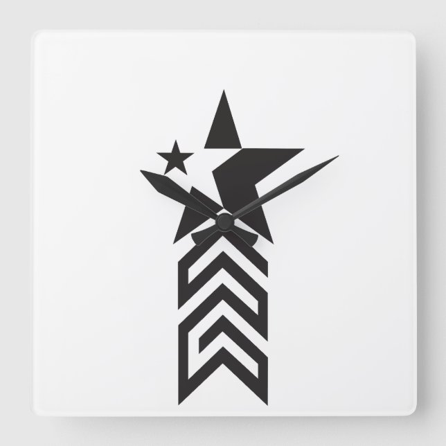 Relógio Quadrado Bold Black Geometric Star (Frente)