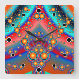 Relógio Quadrado Bolhas Coloridas