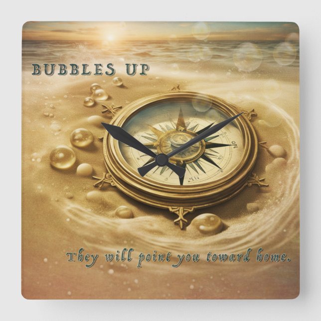 Relógio Quadrado Bolhas Para Cima - (Frente)