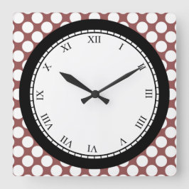 Relógio Quadrado Bolinhas coloridas - Dígitos romanos brancos em qu