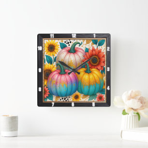 Relógio Quadrado Bolinhas de Abóbora