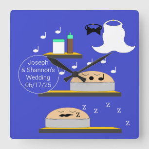 Relógio Quadrado Bolos de Casamento Esperando por Glacé