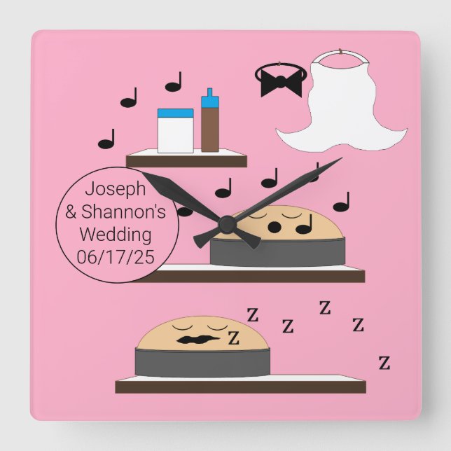 Relógio Quadrado Bolos De Casamento Não Forçados: (Frente)