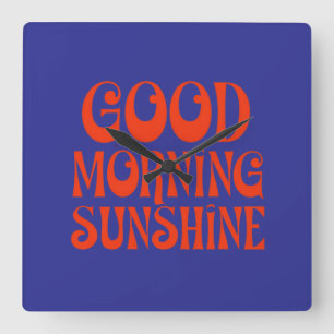 Relógio Quadrado Bom dia Sunshine Retro Decor Impressão