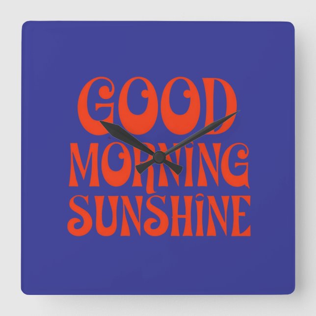 Relógio Quadrado Bom dia Sunshine Retro Decor Impressão (Frente)