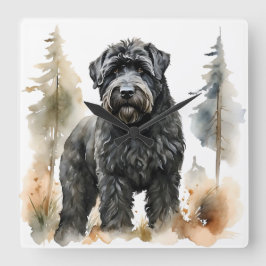 RELÓGIO QUADRADO BONITO CACHORRO NEGRO DE TERRIER RUSSO GRANDE NEGR