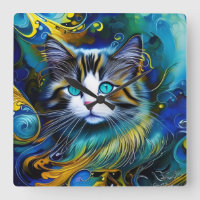 Bonito Gato Místico em Blues e Goldes