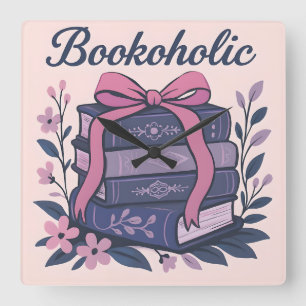 Relógio Quadrado Bookoholic