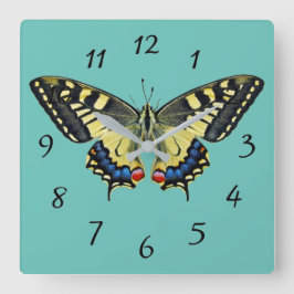 Relógio Quadrado Borboleta amarela e preta     