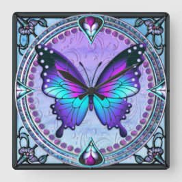 Relógio Quadrado Borboleta de sublimação com fundo