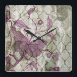 Relógio Quadrado Borboletas árabes III<br><div class="desc">Animais</div>