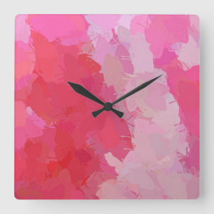 Relógio Quadrado Borboletas rosa bonito