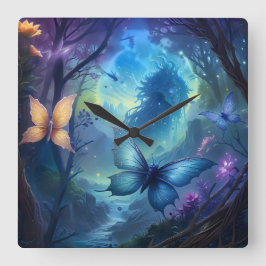 Relógio Quadrado Borboletas Whimsic