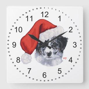 Relógio Quadrado Border Collie Natal