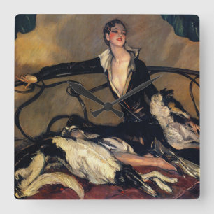 Relógio Quadrado Borzoi do vintage e pulso de disparo da mulher