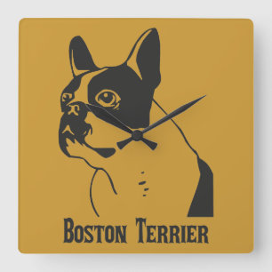 Relógio Quadrado Boston Terrier
