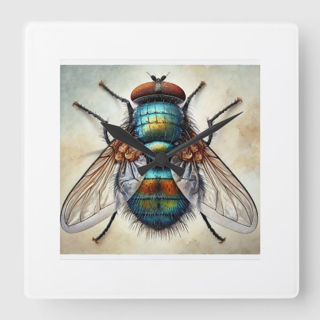 Relógio Quadrado Bot fly 160724IREF215 - Watercolor (Frente)